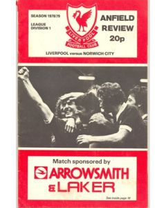 Liverpool v Norwich City official programme Season 1978-1979 no date of the match