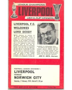 Liverpool v Norwich City official programme 02/02/1974