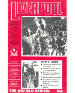 Liverpool v West Ham United official programme 03/12/1977