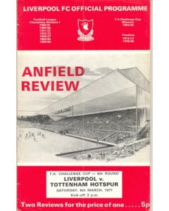 Liverpool v Tottenham Hotspur official programme 06/03/1971