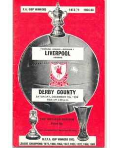 Liverpool v Derby County official programme 07/12/1974