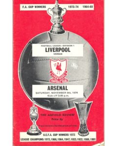 Liverpool v Arsenal official programme 09/11/1974