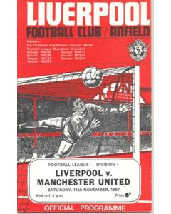 Liverpool v Manchester United official programme 11/11/1967