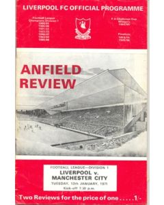 Liverpool v Manchester City official programme 12/01/1971