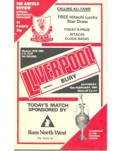 Liverpool v Bury official programme 16/02/1980