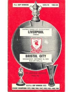 Liverpool v Bristol City official programme 16/10/1974