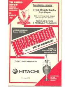 Liverpool v Bolton Wanderers official programme 21/08/1979