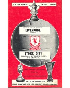 Liverpool v Stoke City official programme 21/09/1974
