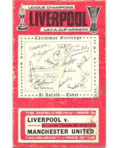 Liverpool v Manchester United official programme 22/12/1973 Football League, reduced price