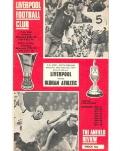 Liverpool v Oldham Athletic official programme 26/02/1977