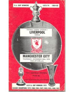 Liverpool v Manchester City official programme 26/12/1974