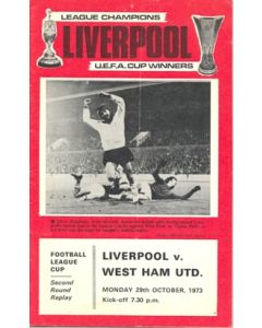 Liverpool v West Ham United official programme29/10/1973