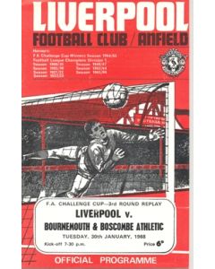 Liverpool v Bournemouth & Boscombe Athletic official programme 30/01/1968