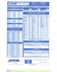 Chelsea v Liverpool betting slip 16/12/2001 Premier League