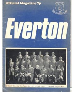 Everton v Liverpool official programme 13/11/1971 Football League