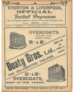 Everton v Liverpool official programme 01/01/1910 Very rare!