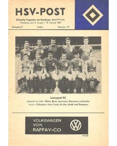 Hamburg v Liverpool official programme 09/08/1967