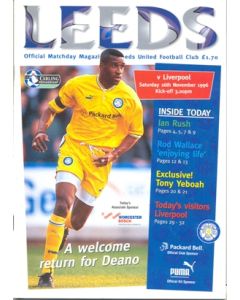 Leeds United v Liverpool official programme 16/11/1996
