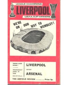 Liverpool v Arsenal official programme 24/04/1974