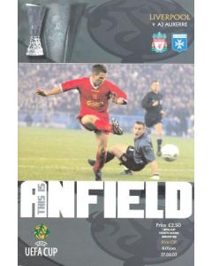 Liverpool v Auxerre official programme 27/02/2003 UEFA Cup
