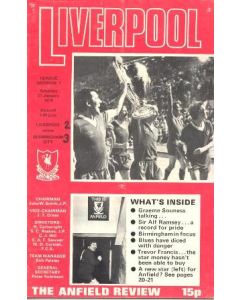Liverpool v Birmingham City official programme 21/01/1978