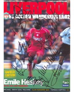 Liverpool v Bolton Wanderers official programme 01.01.2002 signed by 11 Bolton players