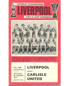 Liverpool v Carlisle United official programme 26/01/1974