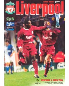 Liverpool v Celta Vigo official programme 08/12/1998 UEFA Cup