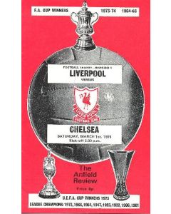 Liverpool vChelsea official programme 01/03/1975