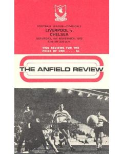 Liverpool v Chelsea official programme 04/11/1972