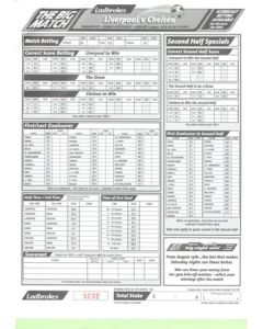 Liverpool v Chelsea betting slip 17/08/2003 Premier League