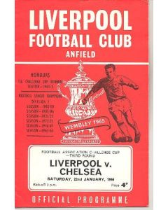 Liverpool vChelsea official programme 22/01/1966