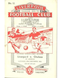 Liverpool vChelsea official programme 22/12/1951