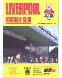 Liverpool vChelsea official programme 30/11/1985 Canon League