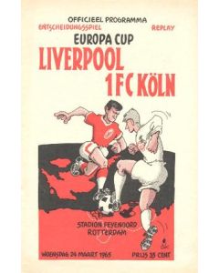 Liverpool v Cologne official programme 24/03/1965 European Cup Quarter Final Replay