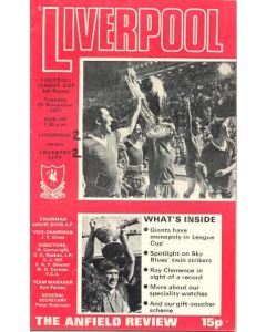 Liverpool v Coventry City official programme 29/11/1977