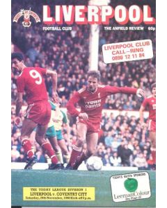 Liverpool v Coventry City official programme 29/11/1986