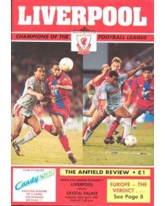 Liverpool v Crystal Palace official programme 23/04/1991