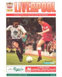 Liverpool v Crystal Palace official programme 28/11/1992, reduced price