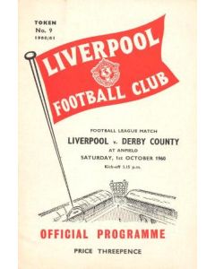 Liverpool v Derby County official programme 01/10/1960