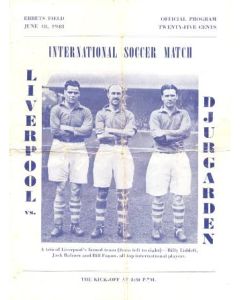 In the USA - Liverpool v Djurgarden official programme 18/06/1948 Very Rare!