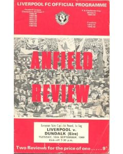 Liverpool v Dundalk, Eire European Fairs Cup official programme 16/09/1969