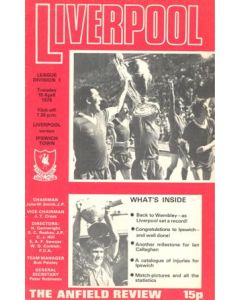 Liverpool v Ipswich Town official programme 18/04/1978