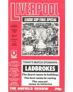 Liverpool v Leeds United official programme 11/03/1978