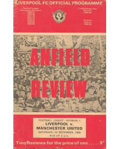 Liverpool v Manchester United official programme 13/12/1969 Football League