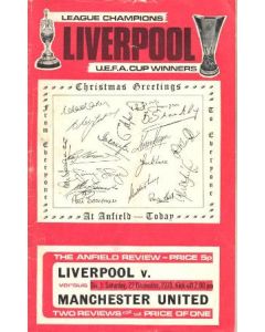 Liverpool v Manchester United official programme 22/12/1973 Football League