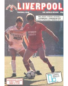 Liverpool v Norwich City official programme 01/11/1986