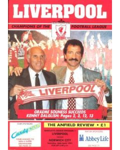 Liverpool v Norwich City official programme 20/04/1991