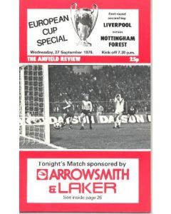 Liverpool v Nottingham Forest official programme 27/09/1978 European Cup, Liverpool Edition