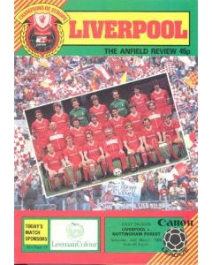 Liverpool v Nottingham Forest official programme 02/03/1985
